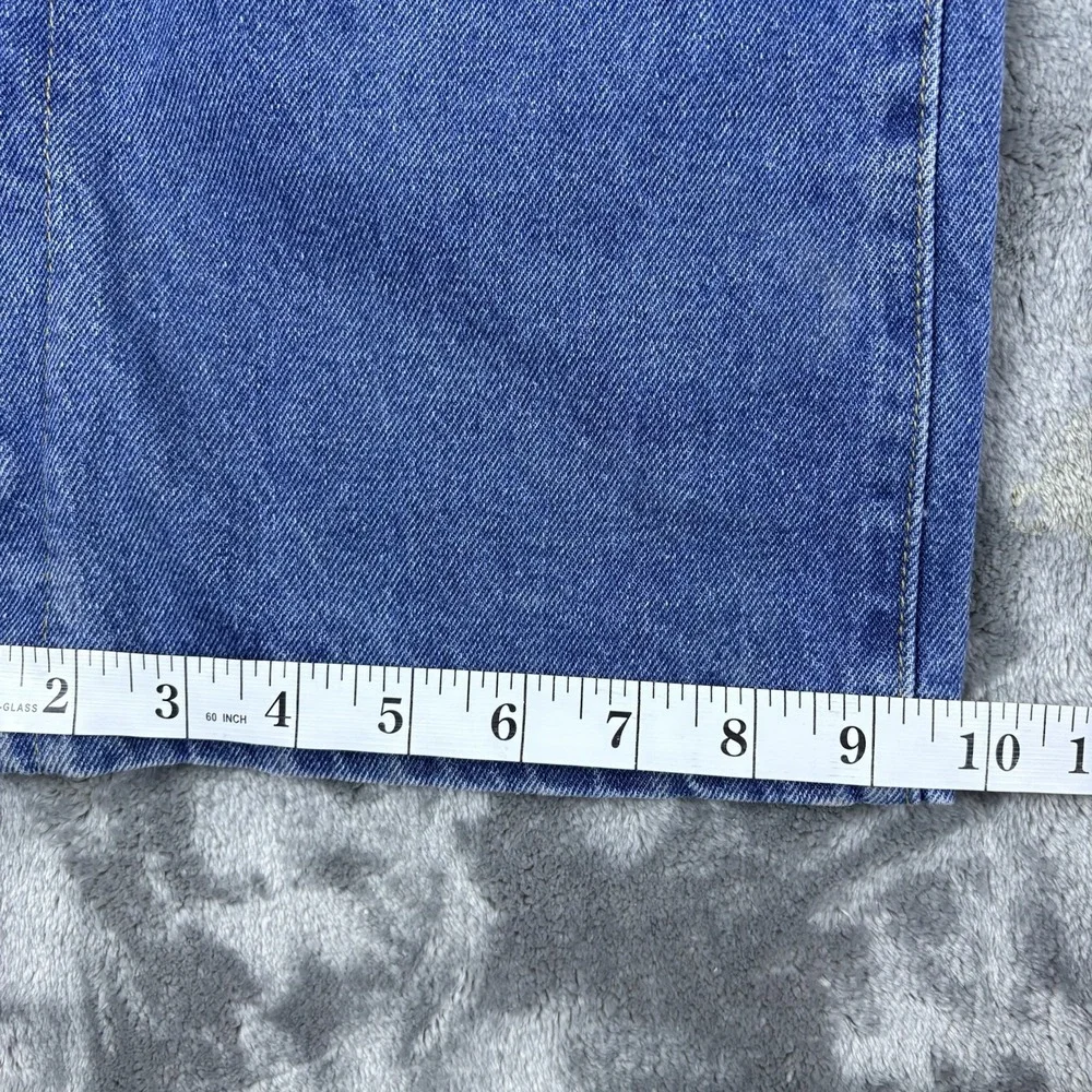 Mens Denim Cargo Jeans Blue‎ Medium Wide Leg Snaps Streetwear Utility Y2K Skater